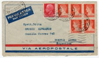 1934 Italy To Argentina Airmail Cover Via France/ Croix Du Sud First Flight