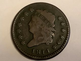 1814.  Large Cent Vg Plain 4 Value Is $225.