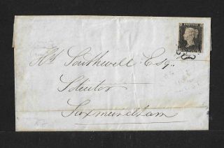 Great Britain Penny Black On Cover 1841