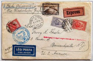 Hungary Via Swiss/germany To Usa 1929 Zeppelin,  Unlisted America Flight Cover