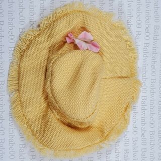 HAT BARBIE FASHION DOLL SIZE YELLOW PINK FLOWER CLOTH HAT ACCESSORY FOR DIORAMA 2