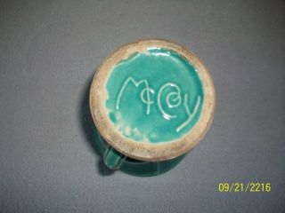 Vintage Mccoy Pottery 2 Handled Green Glazed 8 " Inch Vase