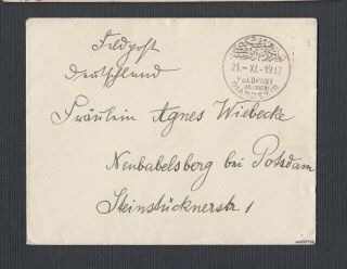 German Offices In Turkey 1917 Wwi Feldpost Diarbekir Military Cover To Potsdam