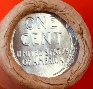 1944 - P / STEEL TAILS WHEAT END OBW BANK WRAP LINCOLN WHEAT PENNY ROLL 2