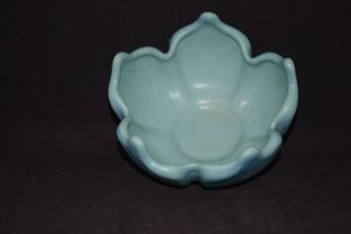 Vintage Van Briggle Pottery Tulip Flower Bowl Vase Blue/ Teal Matte Finish Ec