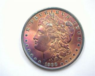 1888 Morgan Silver Dollar Gem Uncirculated,  Iridescent Toning