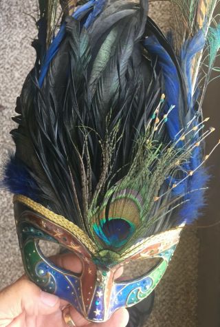 Cirque Du Soleil Hand Made Mask Feathers Beads Erik Attia