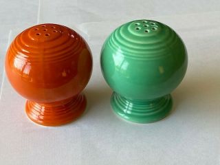 Fiestaware Fiesta Orange And Green Ball Salt Pepper Shakers Set Homer Laughlin