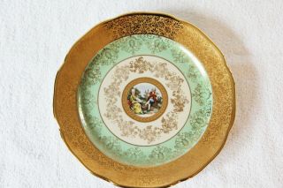 Vintage Le Mieux China 24 Karat Gold Hand Decorated 8.  5 " Dinner Plate Courting C