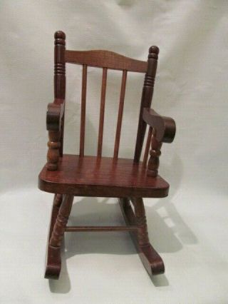 12 Inch Stained Wooden Doll Or Bear Rocking Chair