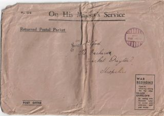 Singapore - Undelivered Wwii Letters - Note From Son Of Av - M Pulford & Return Env