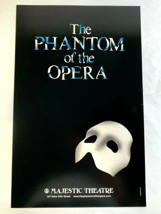 The Phantom Of The Opera Broadway Window Card Poster 14 " X 22 " 2000 Lloyd Webber