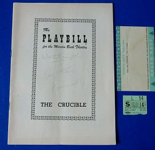Arthur Kennedy Signed 1953 Playbill " The Crucible " Martin Beck Theatre W Ticket