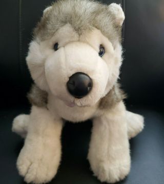 Build a Bear Gray & White Siberian Husky Puppy Dog Blue Eyes & Barks Plush - 18 