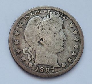 Semi - Key 1897 - S U.  S.  Barber Silver Quarter Good Plus