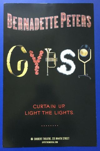 Gypsy Broadway Window Card (14 " X 22 ") Signed On Back By Bernadette Peters