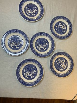 Six Royal Ironstone Blue Willow Ware 6 Inch Saucer Plates (6)