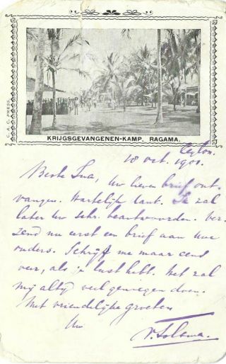 Boer War 1901 [ragama Camp Ppc (photo Of Camp) Paramaribo Dutch Guyana Destina