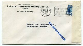 Canada Qc Montreal 1941 Wwii Censor Cover - Finland - Mail Service Suspended Dlo