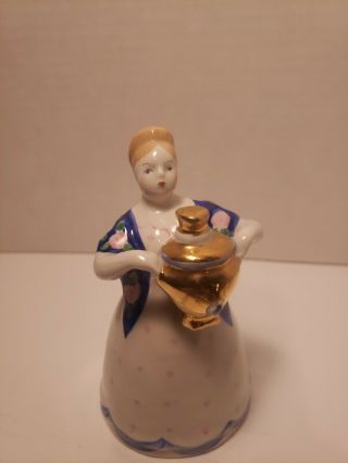 Russian Ayaebo Porcelain Woman Carrying Vase Figurine 5 1/4 "