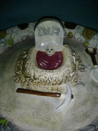 Halloween Grave D.  I.  P Tombstone Serving Chips & Dip Bowl Platter Dish 3