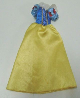Disney Snow White Barbie Doll Size Gown Dress Yellow & Blue