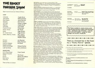 ROCKY HORROR SHOW 1974 London Theatre program Time Warp instructions 2