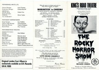 ROCKY HORROR SHOW 1974 London Theatre program Time Warp instructions 3