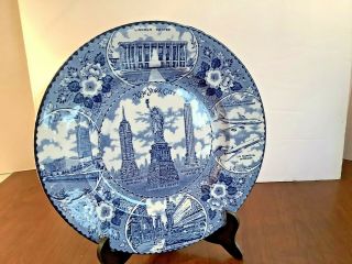 Vintage Fine Staffordshire Ware Porcelain York City Plate 10 " Blue White
