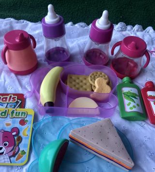 Pretend Food & Snacks w/Bottles & Sippy Cups For Baby Doll Play 2