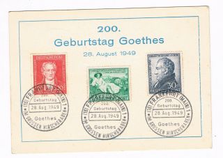 Germany American Zone 1949 Mi 108 - 110 Ppc Goethe Postage Due (b8/105)