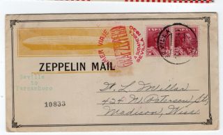 1930 Graf Zeppelin Flight On Roessler Cached Cover Seville Spain To Pernambuco