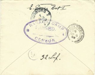 Boer War 1902 Ragama Camp Env Censored Germany Bearing 15¢ Franking SCARCE 2