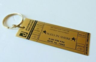 1993 " Angels In America " Brass Keychain Nyc Broadway Walter Kerr Theatre Ticket