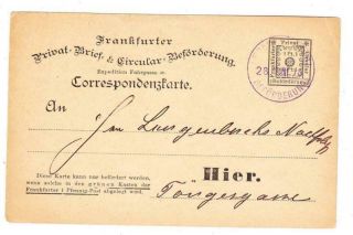 Germany Stadt Post - Frankfurter - 1 Pfennig Postal Card (black On Buff?) - Priva