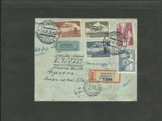 Czechoslovakia To Argentina,  Registered Air Mail Cover,  1935,  Podmokly Cancel,  V