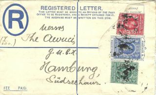 Tanganyika 1917 Tanga 31¢ Reg Pse H&g I - C1 Size F Germany W/ 6¢,  3¢ Scarce