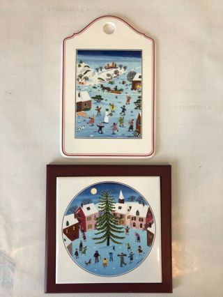 Villeroy And Boch Naif Christmas - Cheese Board Plus Trivet - 2 Items