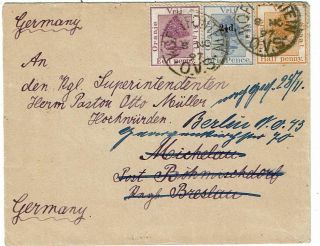 Orange State 1897 Koffiefontein Cancel On Cover To Germany,  Re - Directed