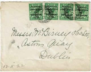 Ireland 1922 Nenagh Cancel On Cover To Dublin,  Sg1,  Strip Of 3 And Single