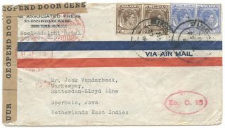Singapore,  Wwii Airmail,  1941 Cover To Neth Indies,  Batavia Censor,  40c Rate