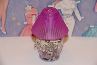 Barbie Miniature Seashell Table Lamp Light Pull Switch Chain Accessory Handmade