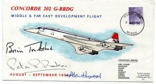 Gb Concorde 202 1974 Middle East Development Flight Signed Trubshaw & Crew