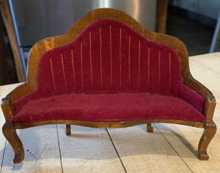Vtg Miniature Dollhouse Victorian Living Room Furniture Sofa Couch 1:12 2