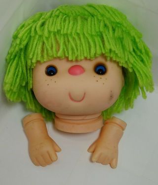 Fibre Craft Yarn Hair Doll Head And Hands Set Green Hair
