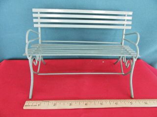 Doll House Or Bear Park Bench Metal Bluish Green Color Play Furniture