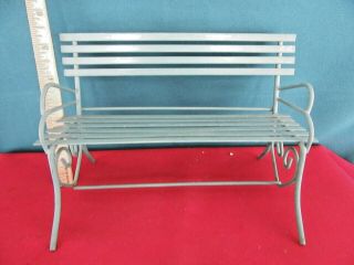 Doll House or Bear Park Bench Metal Bluish Green Color Play Furniture 2