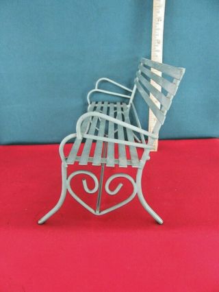 Doll House or Bear Park Bench Metal Bluish Green Color Play Furniture 3