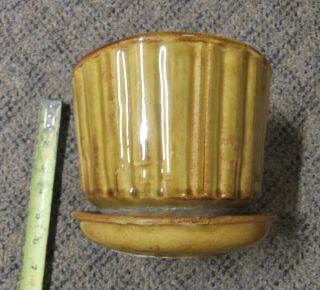 Vintage Mccoy Brown Bamboo Flower Pot Planter 0374 Usa Pottery