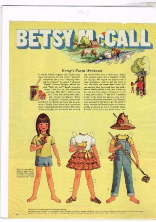 1969 Vintage Betsy Mccall Mag.  Paper Doll; Betsy 